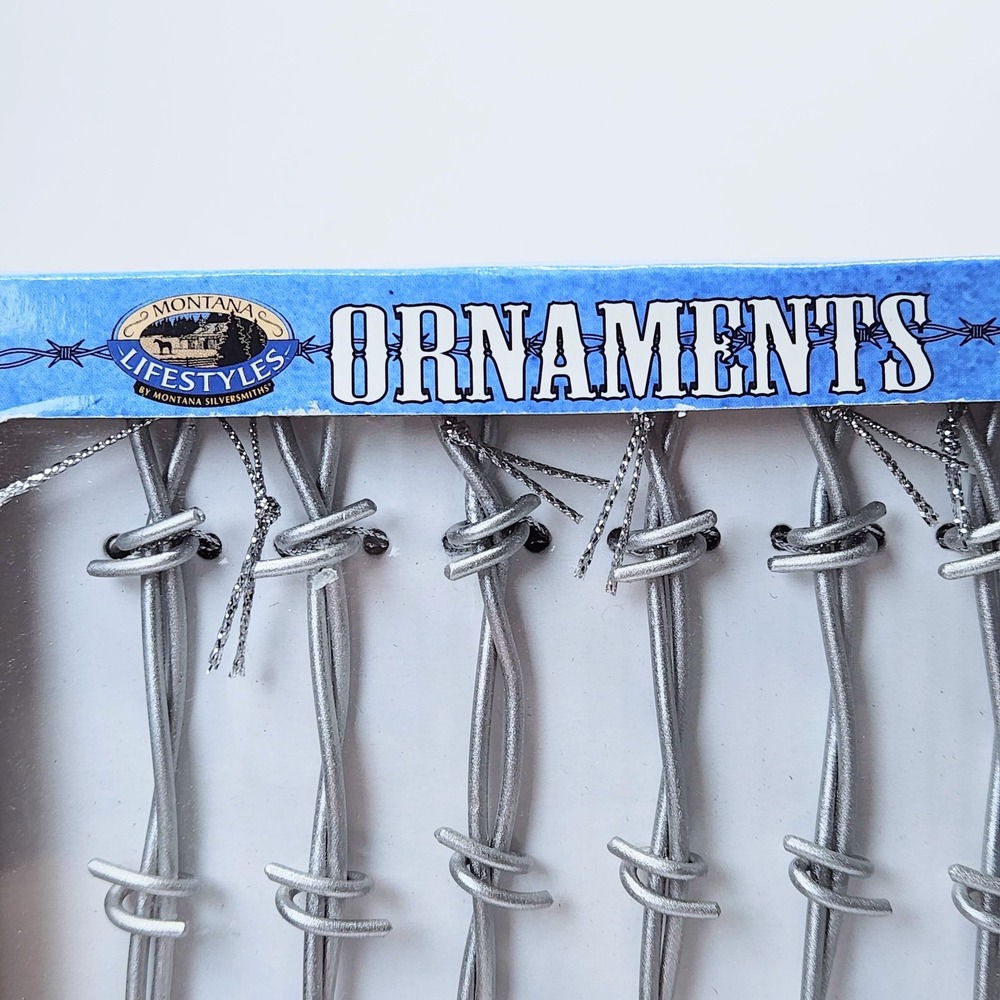 Lot of 7 Montana Lifestyles Barbed Wire Ornaments 6 Pc. Silver Western Christmas - Picture 2 of 9